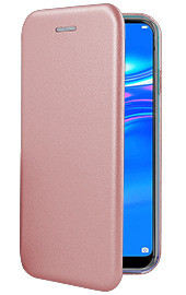 Луксозен кожен калъф тефтер ултра тънък Wallet FLEXI и стойка за Huawei Y7 2019 DUB-LX1 златисто розов